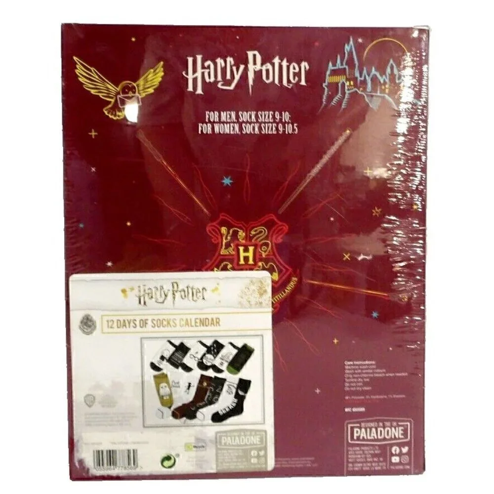 HARRY POTTER Hogwarts Christmas Magic 12 Days of Socks Calendar, Adult size, NEW
